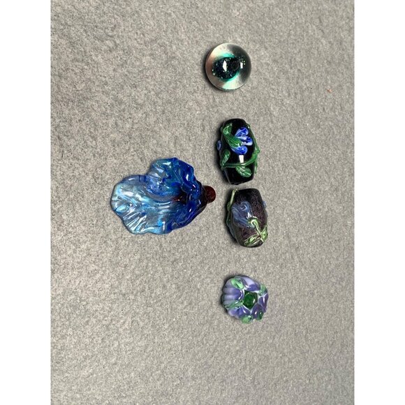 Handmade Lampwork Glass Bead Mix - Floral & Abstract Designs for Jewelry Making - Picture 2 of 8